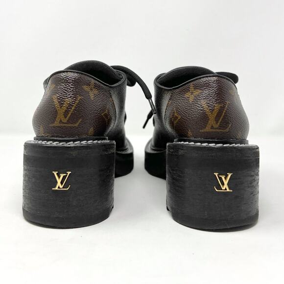 Louis Vuitton Beaubourg Derby Monogram Chunky Heel Shoes 37 - Picture 5 of 10